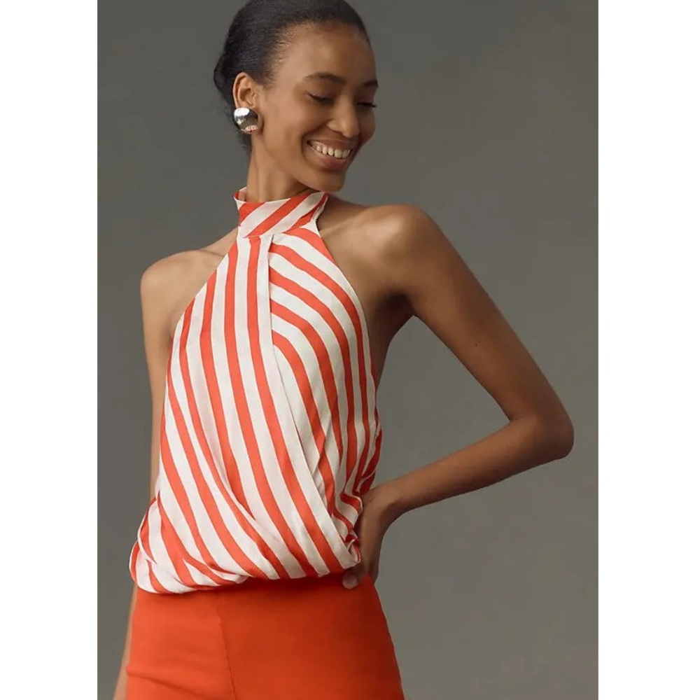 Maeve Halter Scarf Bubble-Hem Tank Top